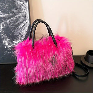 Vibrant Faux Fur Plush Handbag