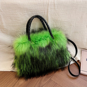 Vibrant Faux Fur Plush Handbag