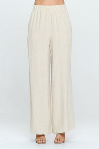 RENEE C Linen Wide Leg Pants with Pockets