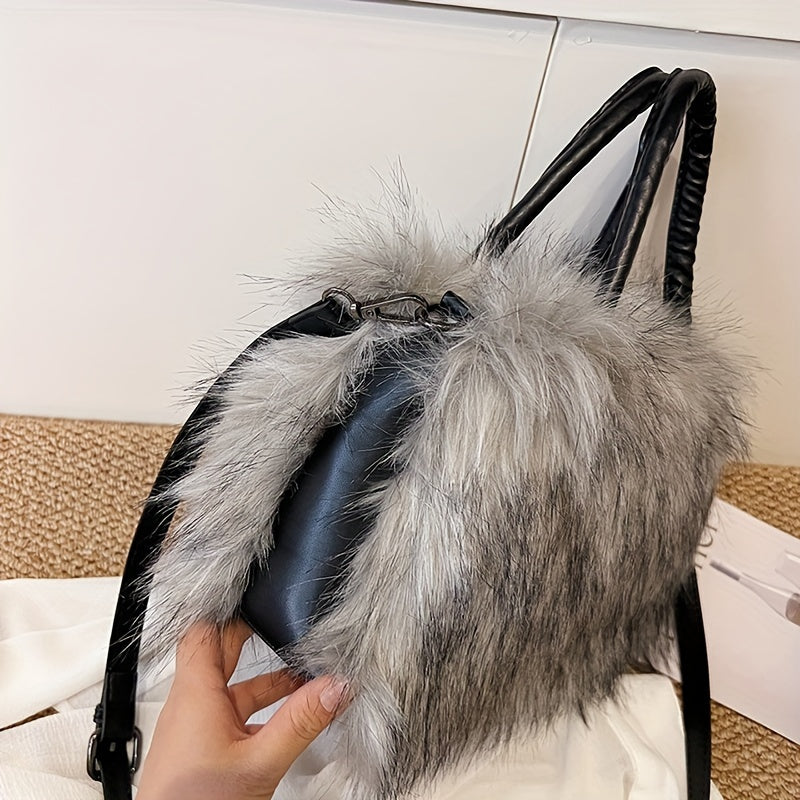 Vibrant Faux Fur Plush Handbag