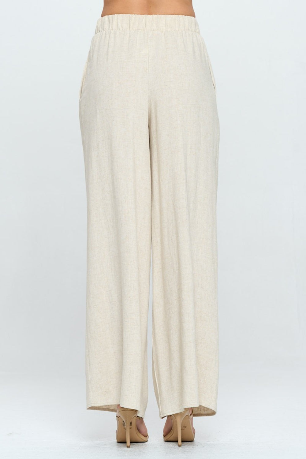 RENEE C Linen Wide Leg Pants with Pockets