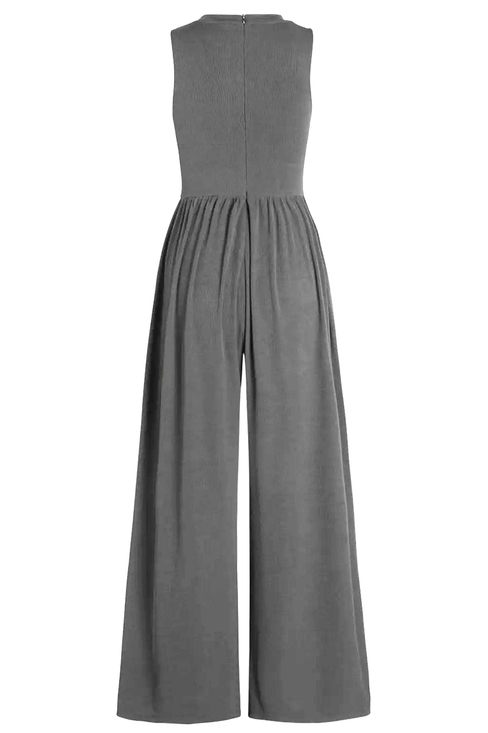 Round Neck Sleeveless Jumpsuit with Pockets