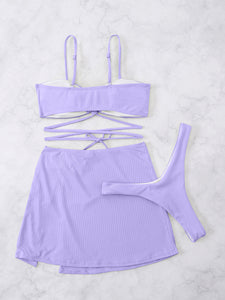 Cutout Spaghetti Strap Three-Piece Swim Set