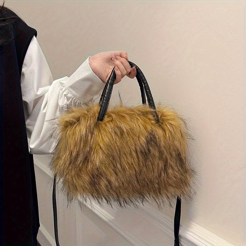 Vibrant Faux Fur Plush Handbag