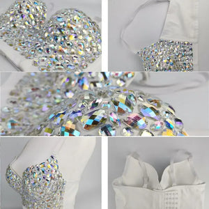 Rhinestone Bustier Crop Top S