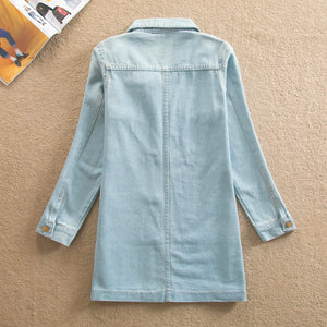 Autumn Denim Windbreaker Coat Korean Slim Long-sleeve Jeans Jacket