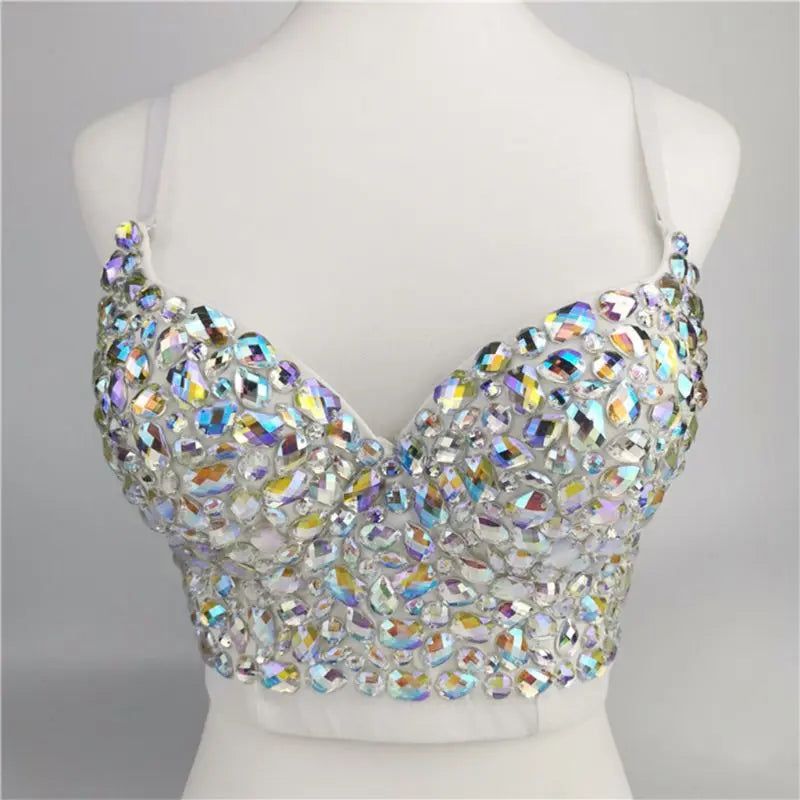 Rhinestone Bustier Crop Top S