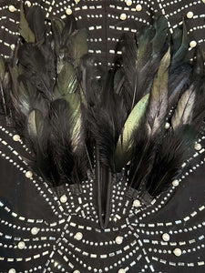 Luxury Pearls Rhinestone Feather Dress