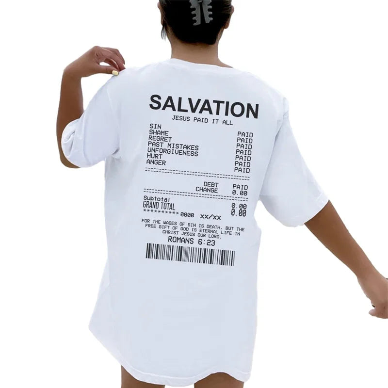 Salvation Back Print Bible Verse T-Shirts