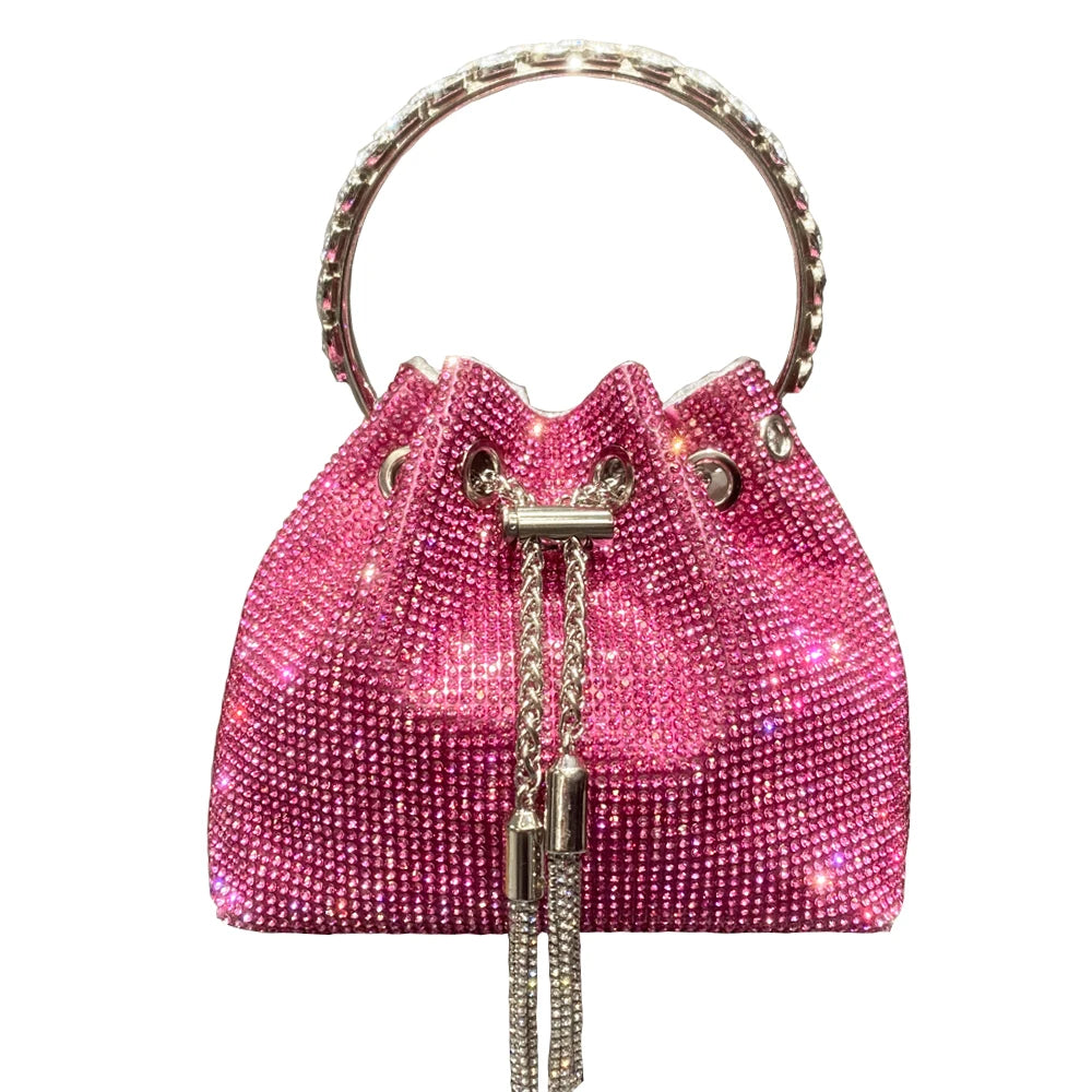 Bucket clutch Crystal rhinestone shoulder bags