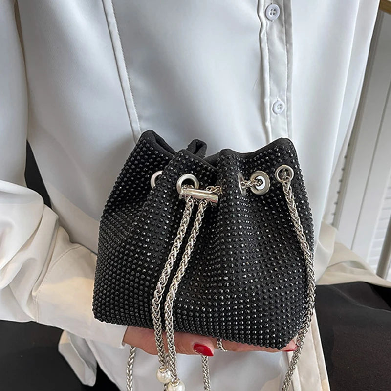 Bright Rhinestone Shoulder Chains Crossbody Bag