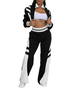 Fashion Patchwork Sporty 2 Pieces Set