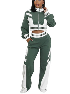 Fashion Patchwork Sporty 2 Pieces Set