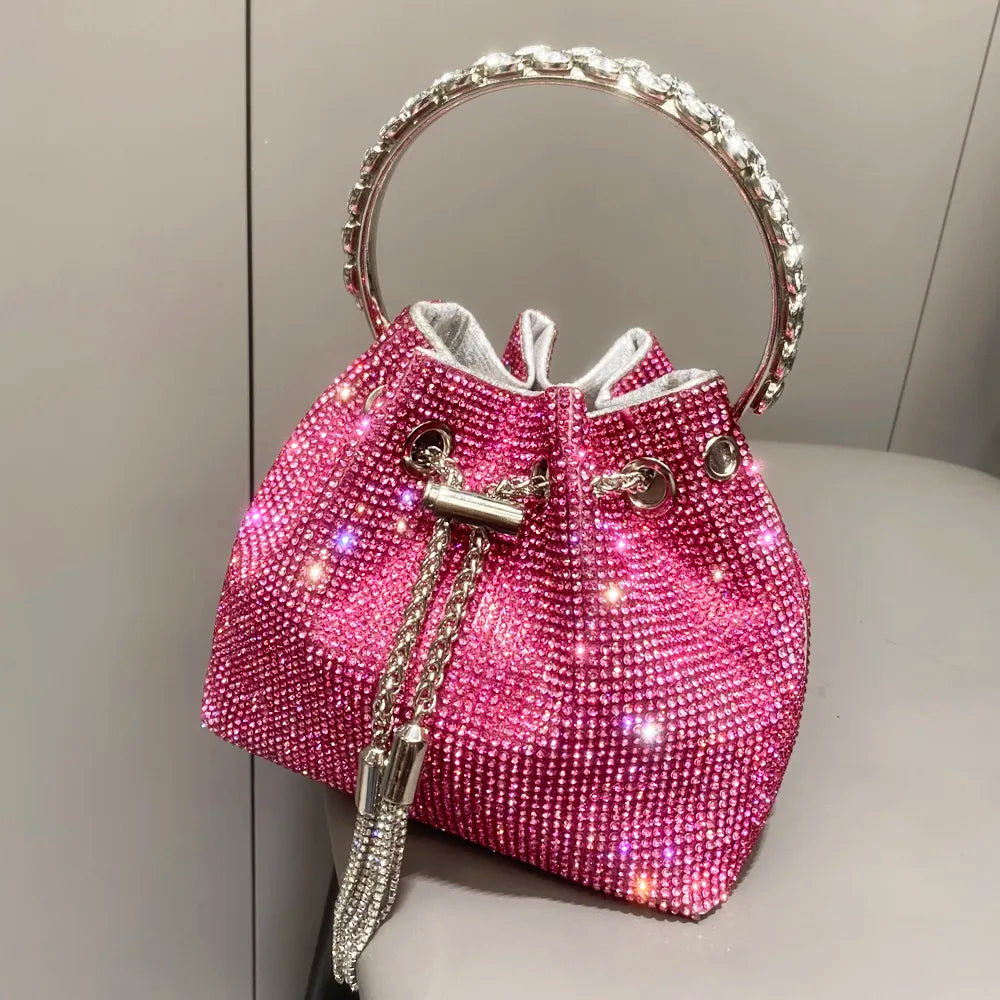 Bucket clutch Crystal rhinestone shoulder bags