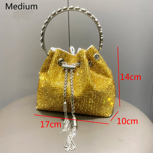 Bucket clutch Crystal rhinestone shoulder bags