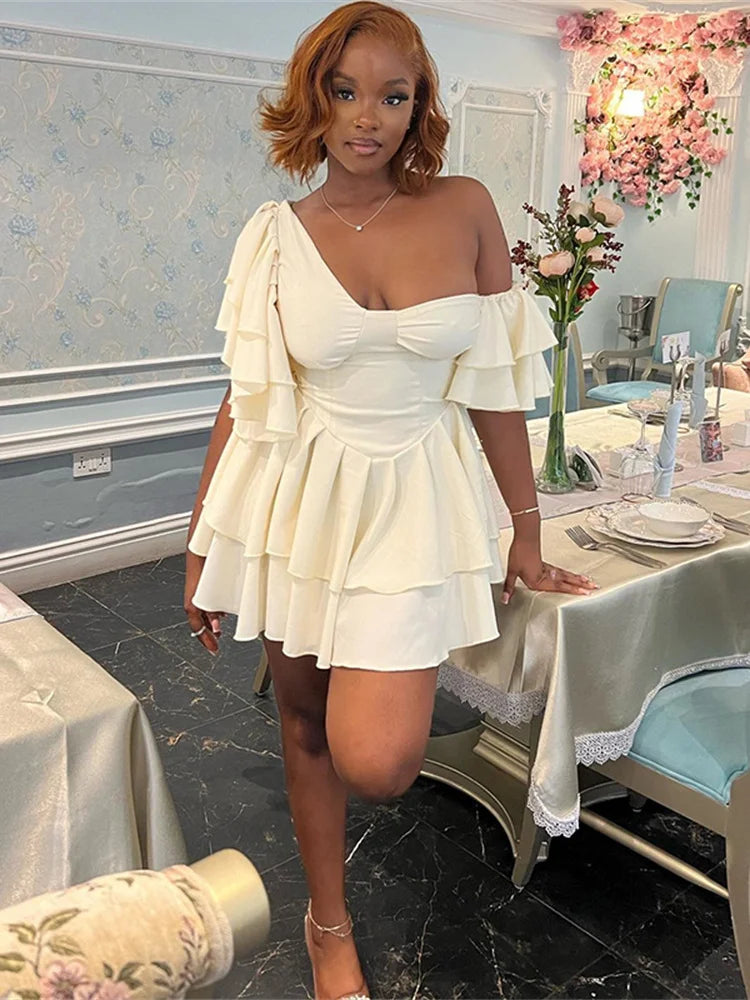 Butterfly Sleeve Women Pleated Dress