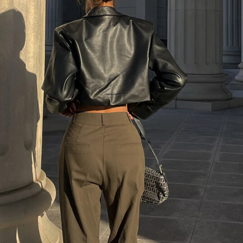 Where Mery Faux Leather Short Jacket