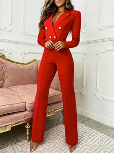 Solid Color Long Sleeve Jumpsuit