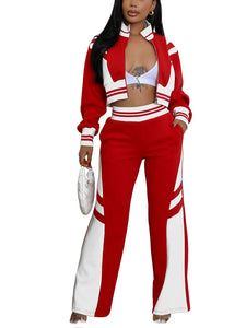 Fashion Patchwork Sporty 2 Pieces Set