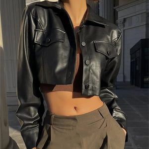 Where Mery Faux Leather Short Jacket