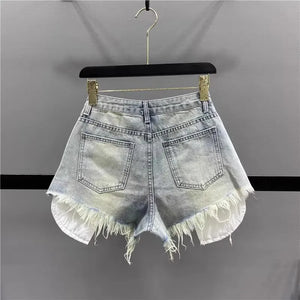 Ripped High-waisted Denim Ultra Shorts