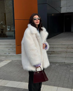 Mid-Length Warm Soft Thickened Winter Socialite Fur Overcoat