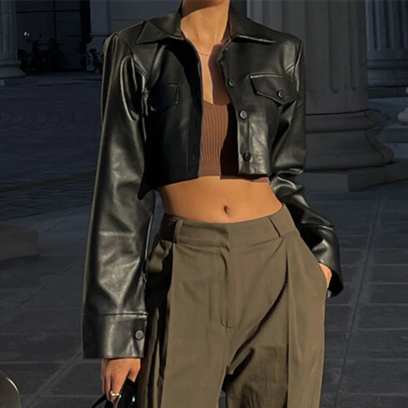 Where Mery Faux Leather Short Jacket