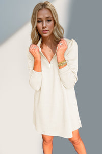 Double Take Textured Quarter Zip Long Sleeve Dress