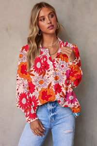 Printed Collared Neck Long Sleeve Shirt