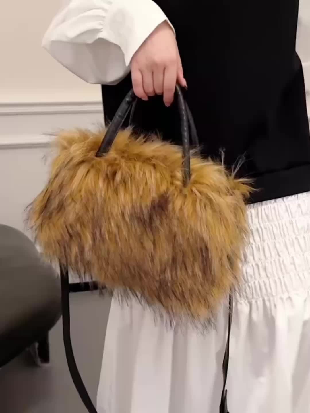 Vibrant Faux Fur Plush Handbag