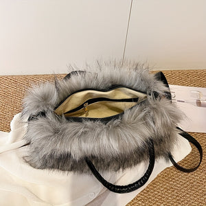 Vibrant Faux Fur Plush Handbag