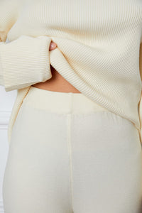 Turtleneck Dropped Shoulder Top and Pants Sweater Set