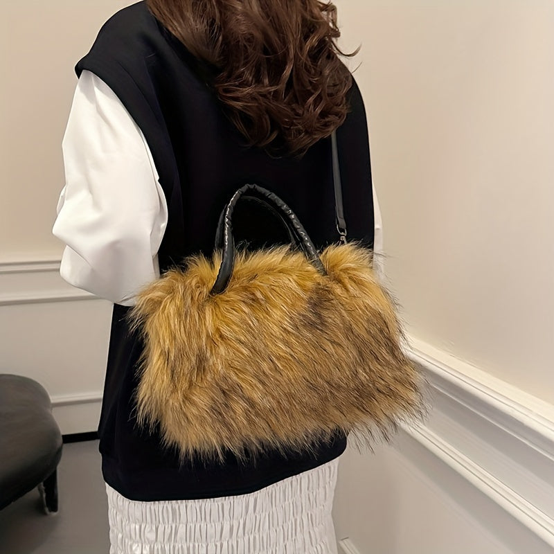 Vibrant Faux Fur Plush Handbag