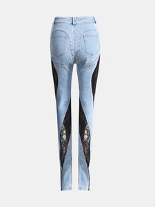 Lace Patchwork Skinny Jeans