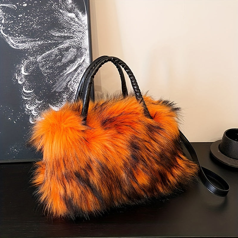 Vibrant Faux Fur Plush Handbag