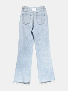 Slit Contrast Raw Hem Jeans