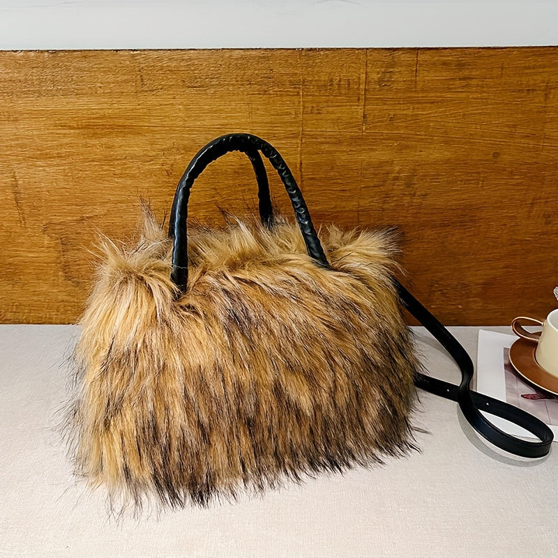 Vibrant Faux Fur Plush Handbag