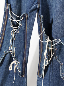Lace Up Bootcut Jeans with Pockets