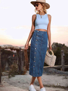 Button Down Denim Skirt