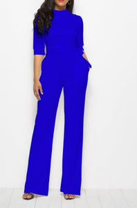 Mid Sleeve Collared Neck Belted Jumpsuit