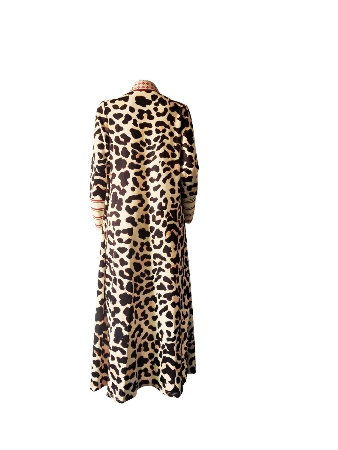 Long Sleeve Leopard Print Vintage Knitted Sweater