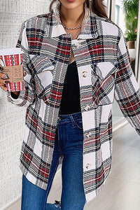 Plaid Pocketed Button Up Jacket