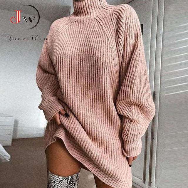 Junxi Oversized Turtleneck Knitted Dress
