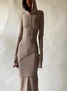 Helena Hooded Patchwork Maxi Dress