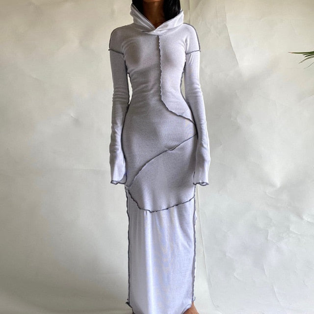 Helena Hooded Patchwork Maxi Dress