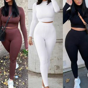 Happy High Waist Hot Crop Tops and Leggings Matching Outfits