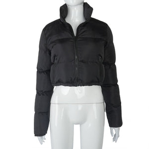 PU Leather Bubble Puffer Winter Warm Jacket